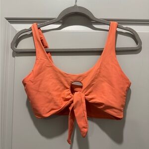 Tangerine Tie Front Bikini Top with Peekhole